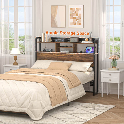 Full Storage Headboard with Led Lights & Charging Station