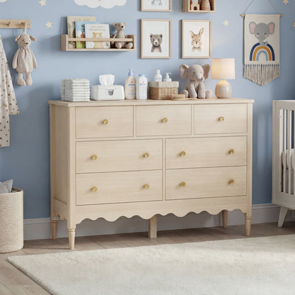 47" Closet Storage Cabinet with 7 Drawers, Wooden Dresser with Support Leg