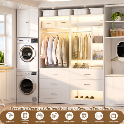 4FT Closet Systems with 3CCT Sensor Light & 5 Wood Drawers