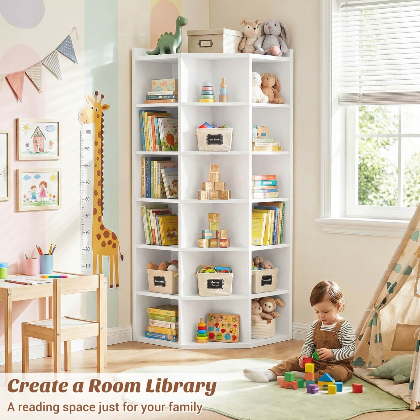6-tier Modern Bookshelf, Storage Bookcase