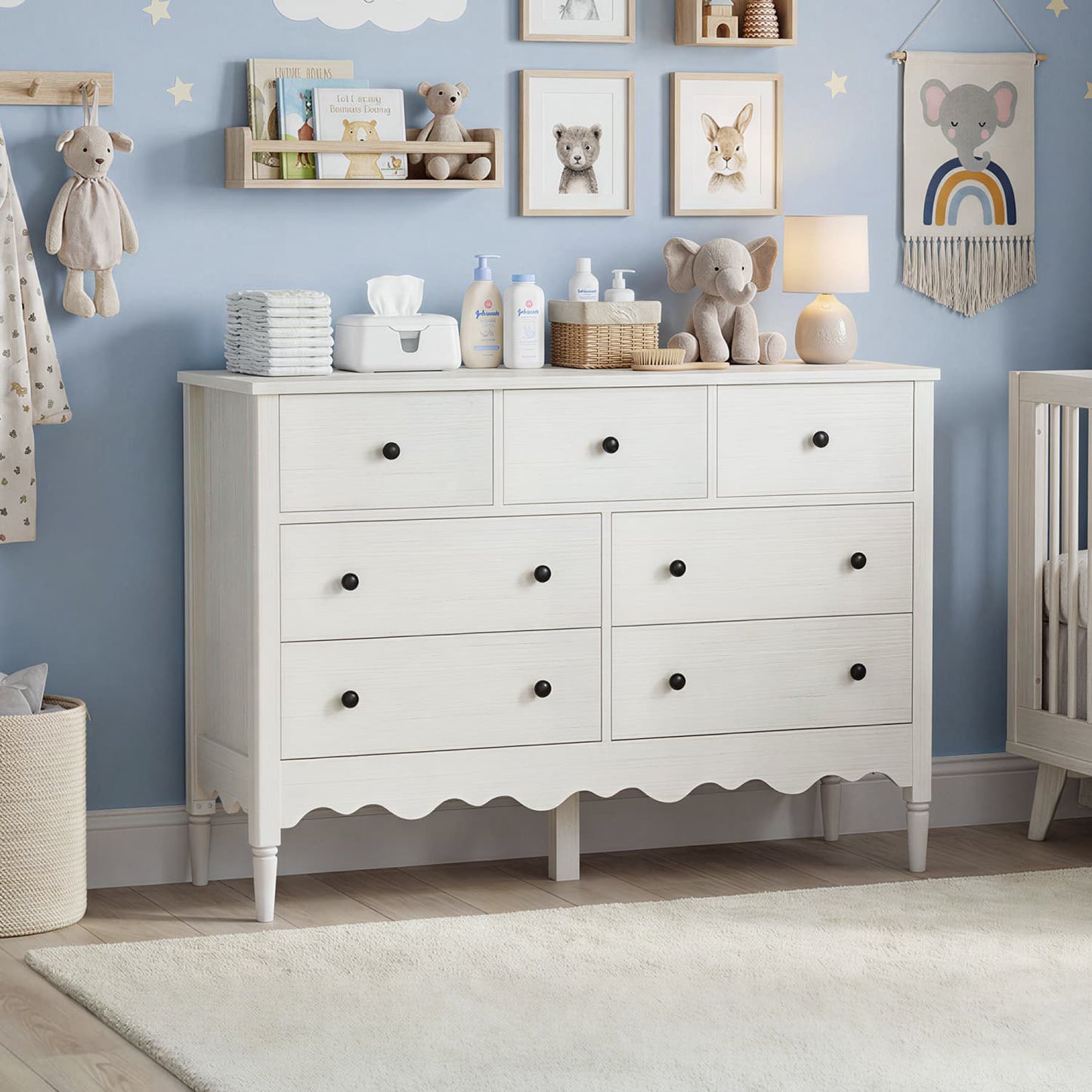 47" Closet Storage Cabinet with 7 Drawers, Wooden Dresser with Support Leg