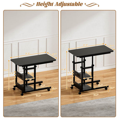 Height Adjustable C Table with USB Port and Wheels