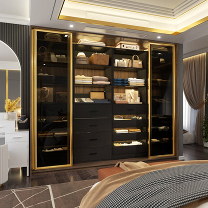 Closet Organizer System with Wood Drawers and Shelves
