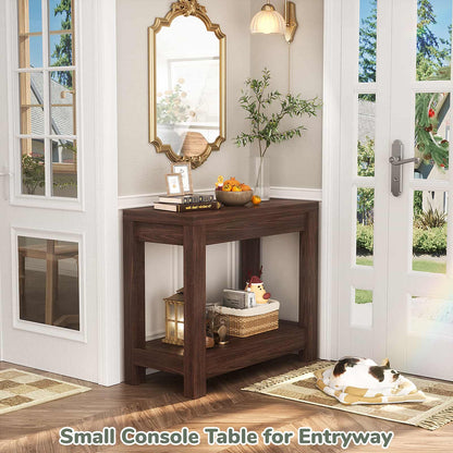 Farmhouse End Table, Narrow Side Table, Slim End Table with Storage Shelf, Small Console Table for Living Room, 24"