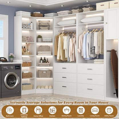 Closet System with 6 Drawers & 10 Shelves, Reversible Walk-in Closets, Load 1500+LBS