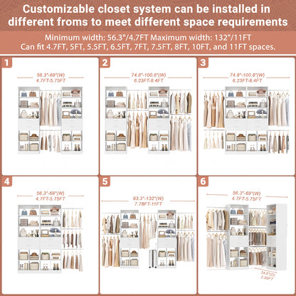 Besiost Closet System, 6ft-8.3ft