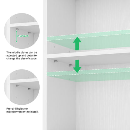 Besiost Bookcase with 2 Adjustable Shelves