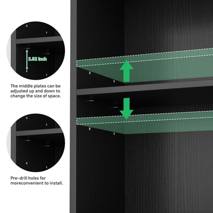 Besiost Bookcase with 2 Adjustable Shelves