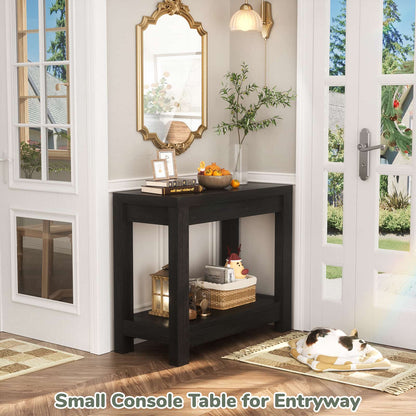 Farmhouse End Table, Narrow Side Table, Slim End Table with Storage Shelf, Small Console Table for Living Room, 24"