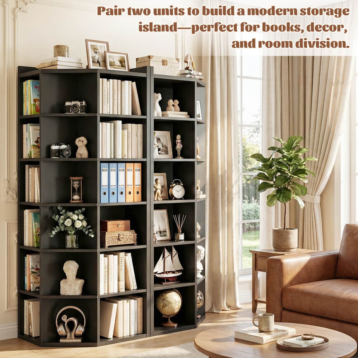 6-tier Modern Bookshelf, Storage Bookcase