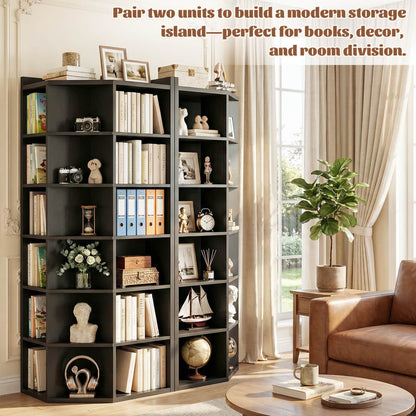 6-tier Modern Bookshelf, Storage Bookcase