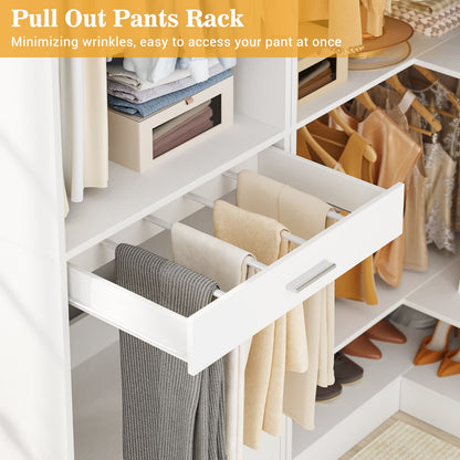 Corner Closet Oraganizer System with Drawers and Hanging Rods, Cube Storage Walk-in Closet System