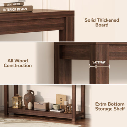 Farmhouse Wood Entryway Table Narrow Console Table with Storage Behind Couch Sofa Table with Shelves Entry Way Tables with Open Storage, Easy Assembly