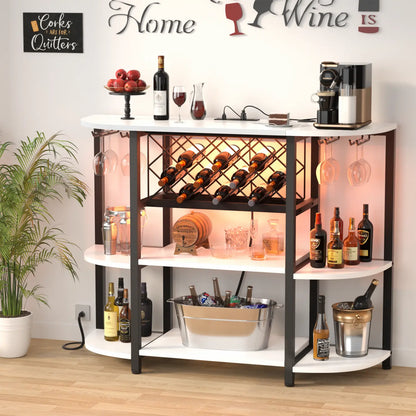 47.24" Storage Wine Cabinet with Lights and Outlets