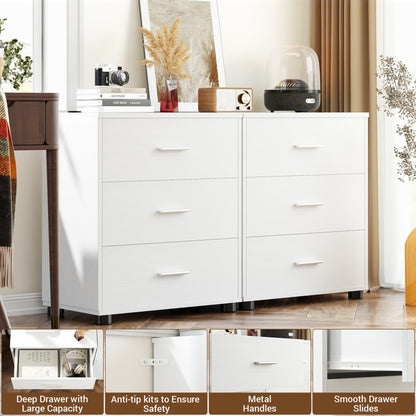 Set of 2 Wooden Storage Dressers with 3 Drawers, Closet Storage Cabinet and Nightstand