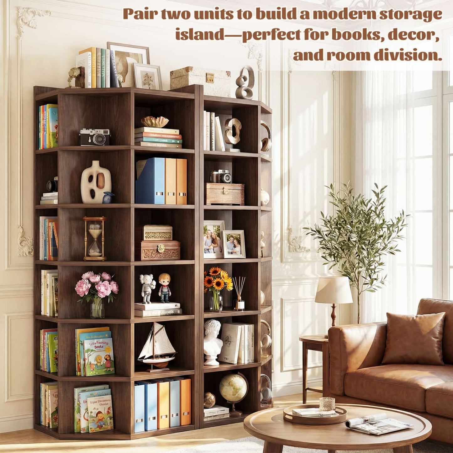 6-tier Modern Bookshelf, Storage Bookcase