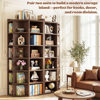 6-tier Modern Bookshelf, Storage Bookcase