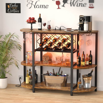 47.24" Storage Wine Cabinet with Lights and Outlets
