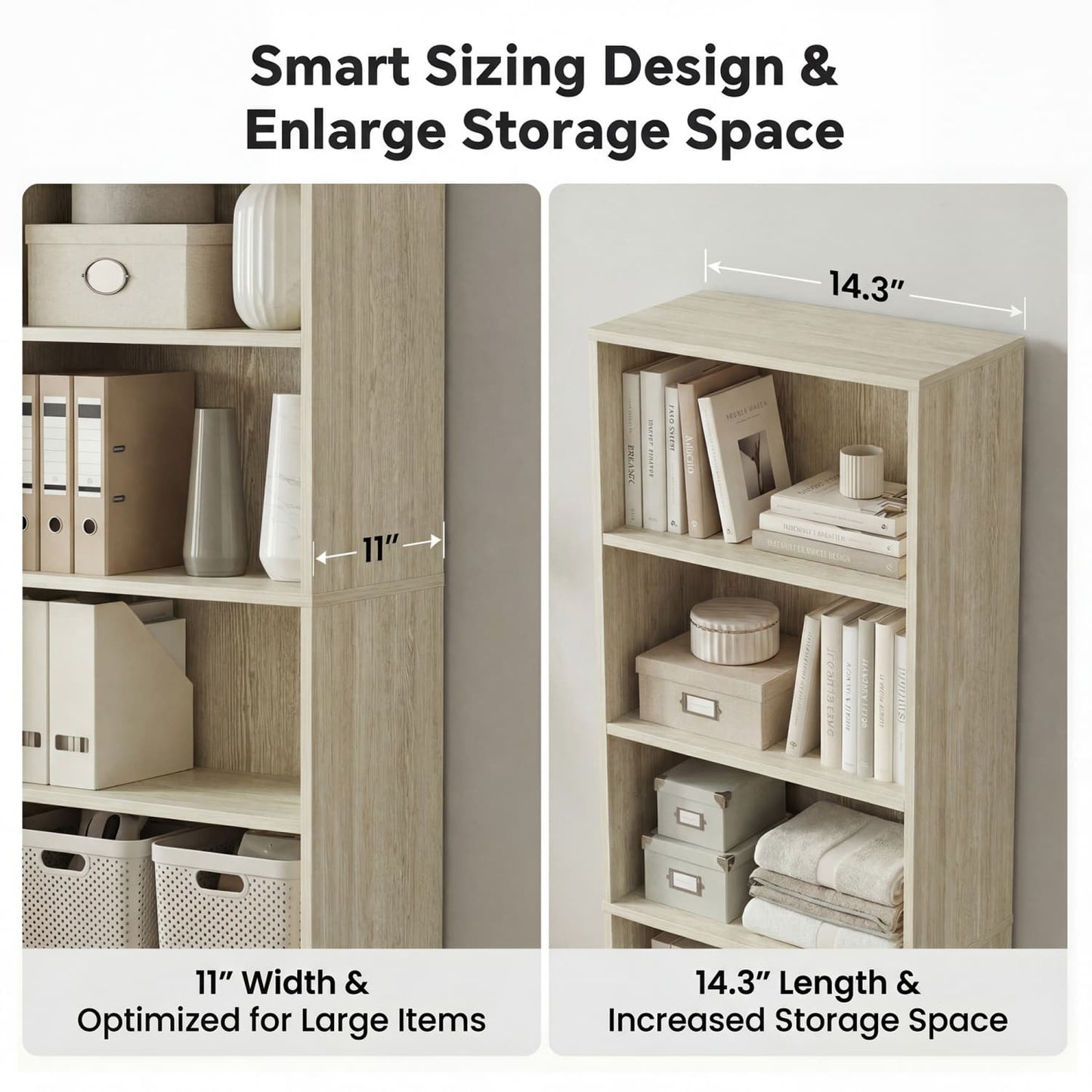 Besiost Bookcase with 2 Adjustable Shelves