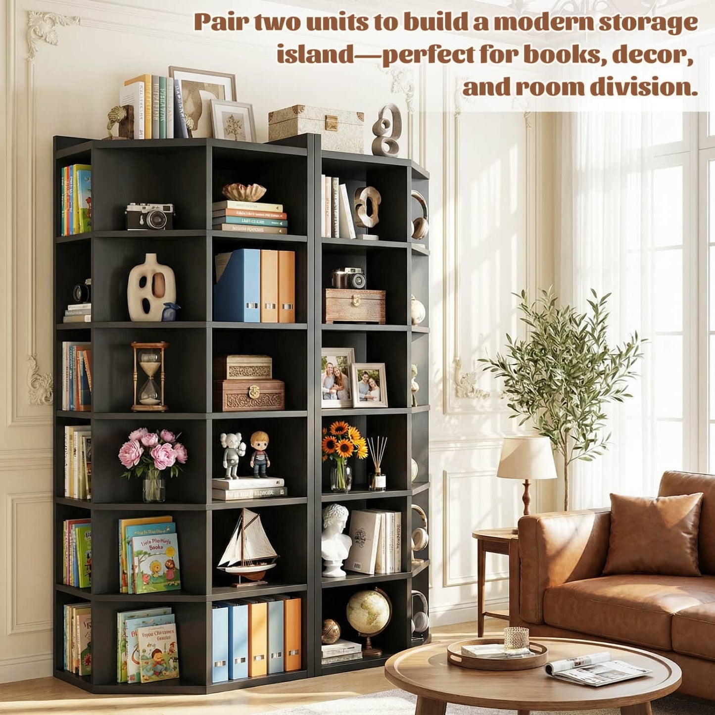 6-tier Modern Bookshelf, Storage Bookcase