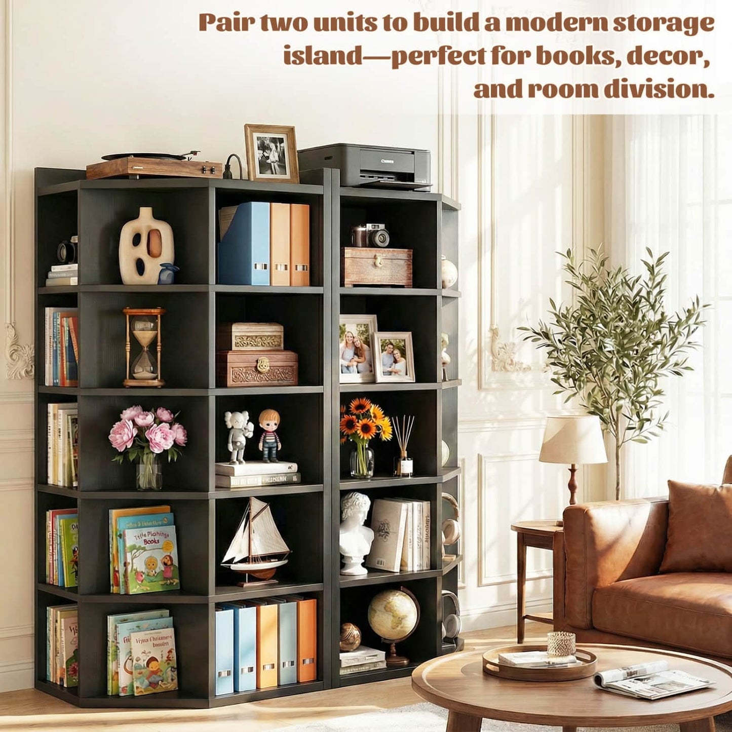 5-tier Modern Bookshelf, Storage Bookcase