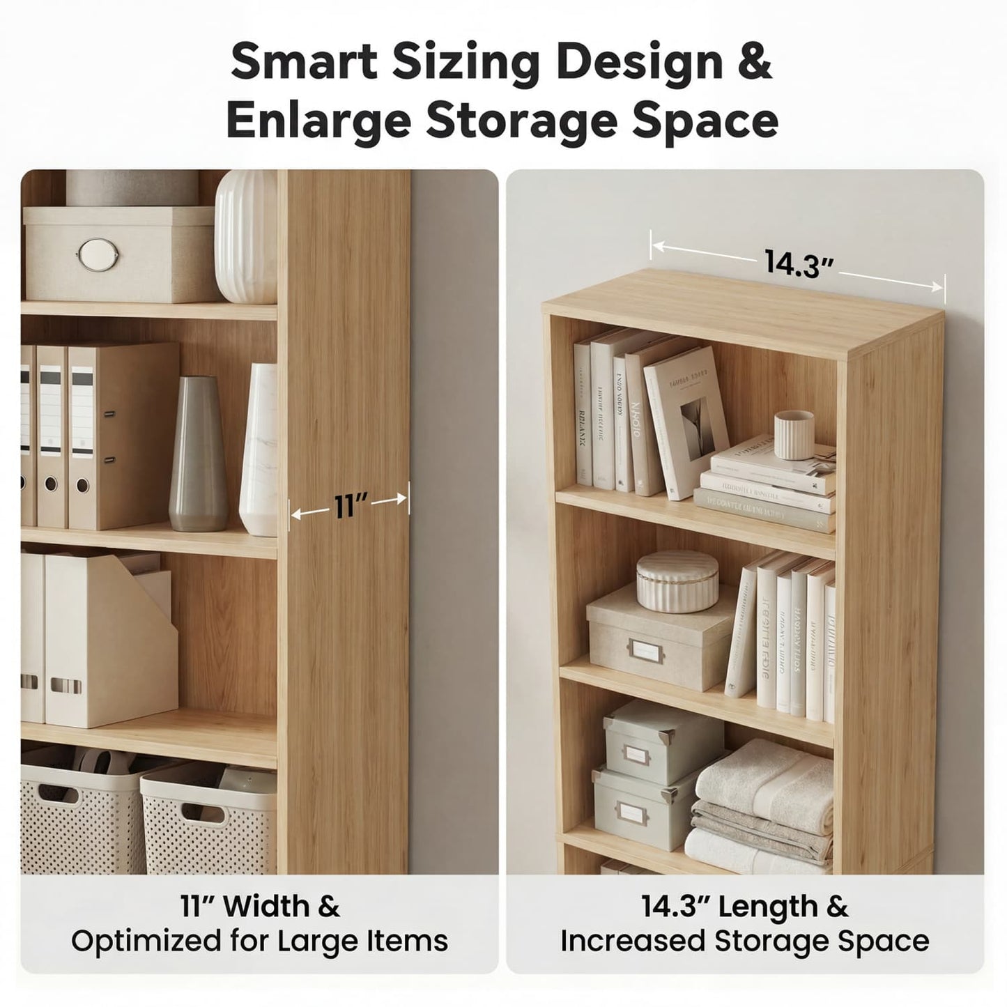 Besiost Bookcase with 2 Adjustable Shelves