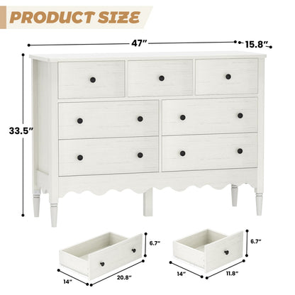47" Closet Storage Cabinet with 7 Drawers, Wooden Dresser with Support Leg