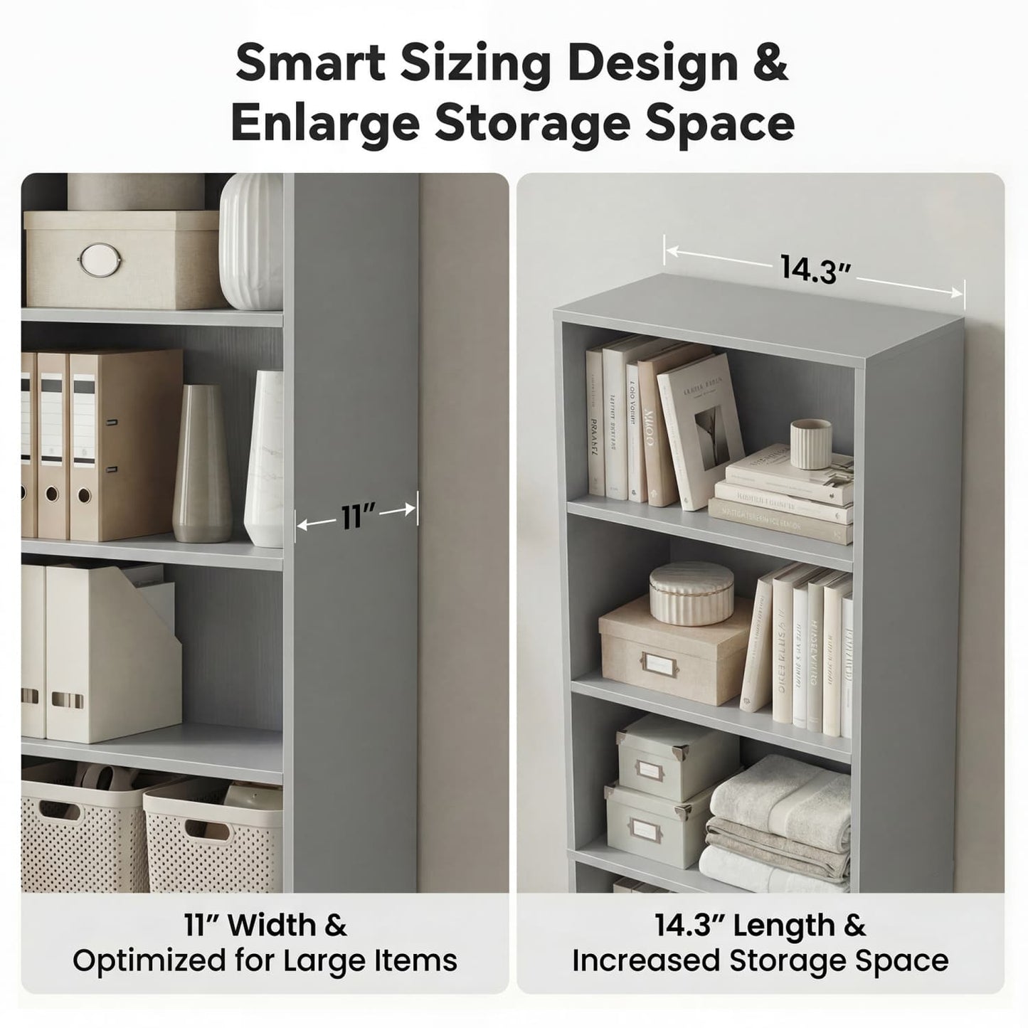 Besiost Bookcase with 2 Adjustable Shelves