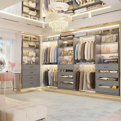Closet Organizer System with Wood Drawers and Shelves