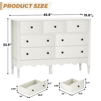47" Closet Storage Cabinet with 7 Drawers, Wooden Dresser with Support Leg