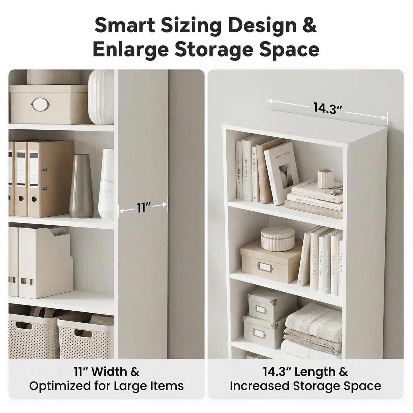Besiost Bookcase with 2 Adjustable Shelves