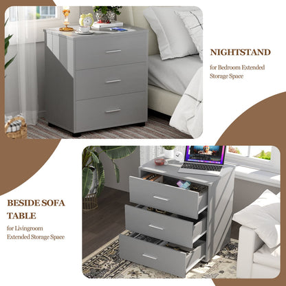 Set of 2 Wooden 6-Drawers Dressers with Storage, Closet Storage Cabinet and Nightstand