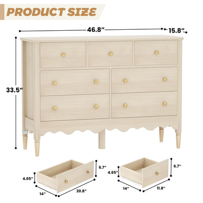 47" Closet Storage Cabinet with 7 Drawers, Wooden Dresser with Support Leg