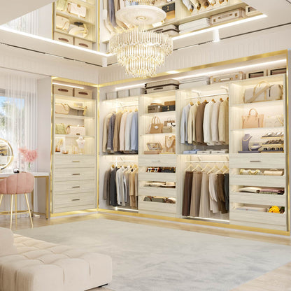 Closet Organizer System with Wood Drawers and Shelves