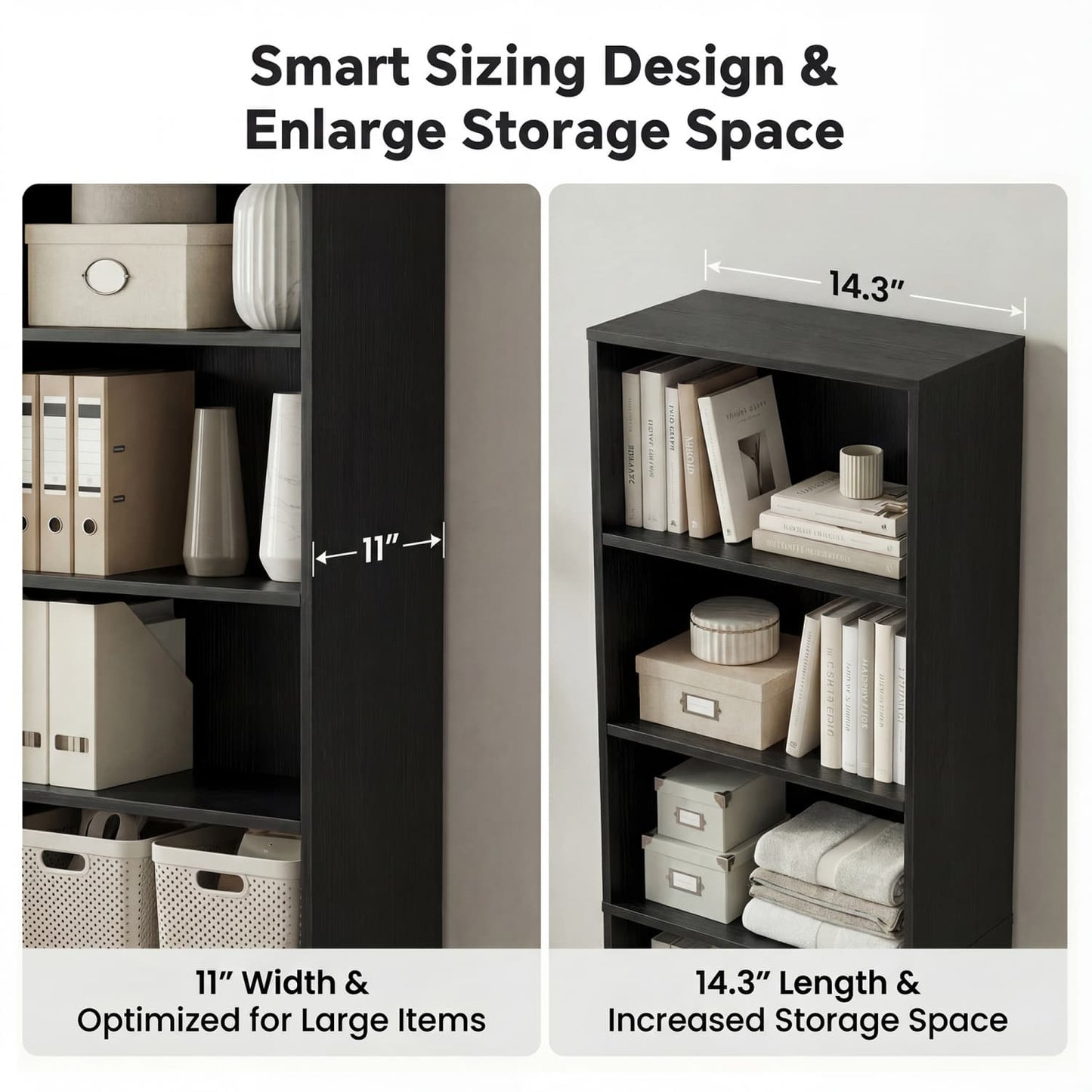 Besiost Bookcase with 2 Adjustable Shelves