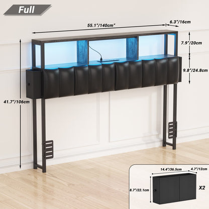 Full Upholstered Headboard with Storage Bags