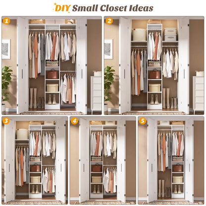 47'' W Closet System with Hanging Rods and Shelves, Closet Organizer for Bedroom