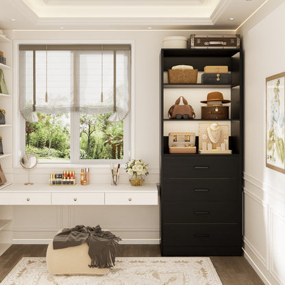 Closet Organizer System with Wood Drawers and Shelves