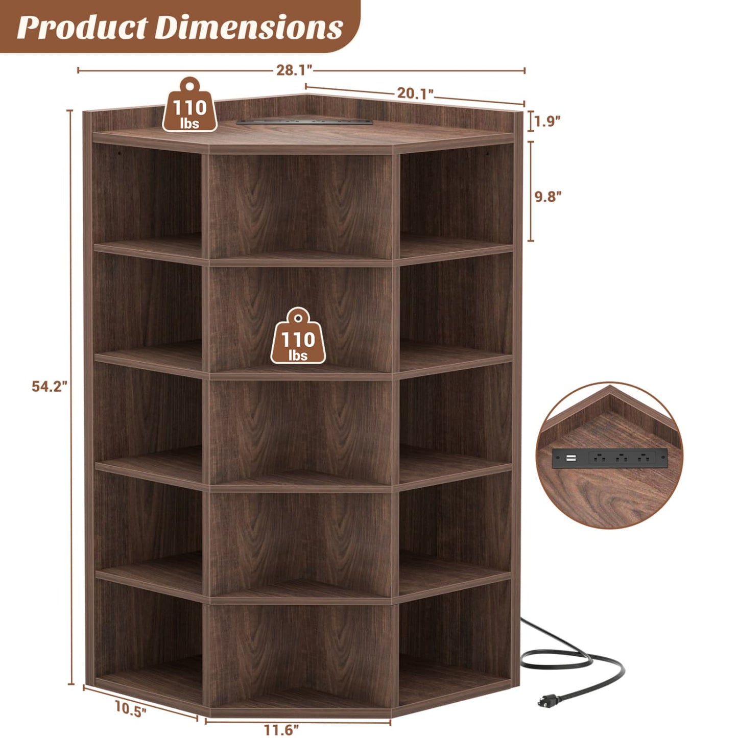5-tier Modern Bookshelf, Storage Bookcase