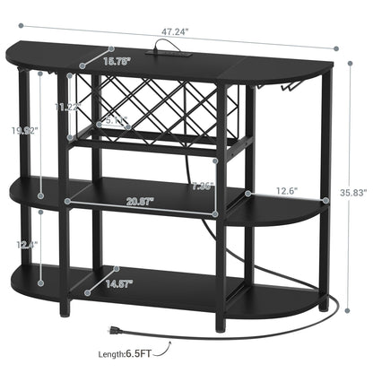 47.24" Storage Wine Cabinet with Lights and Outlets