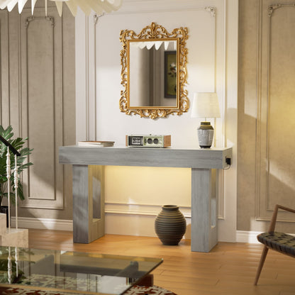 47inch Console Table with Power Outlets, Wood Narrow Entryway Table
