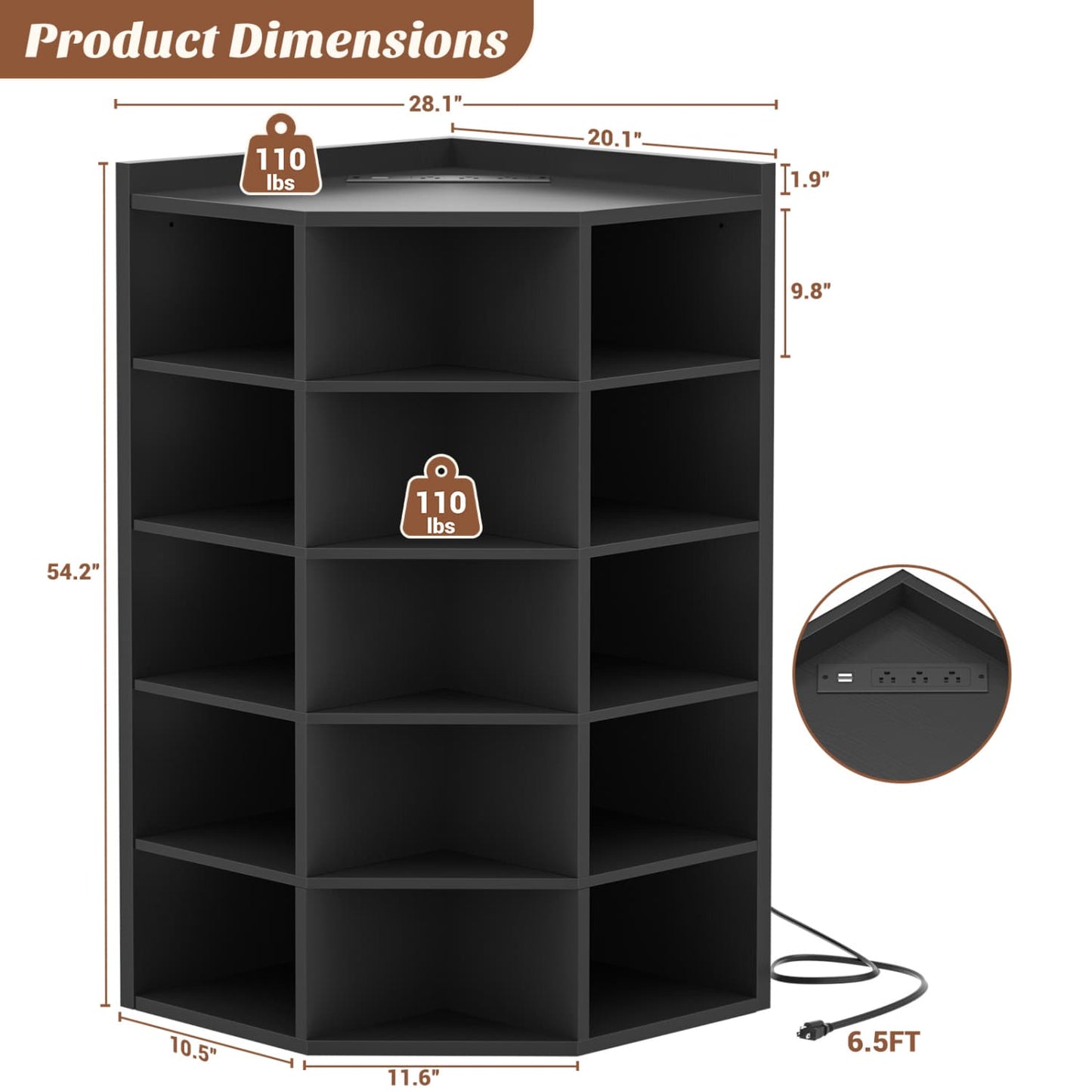 5-tier Modern Bookshelf, Storage Bookcase