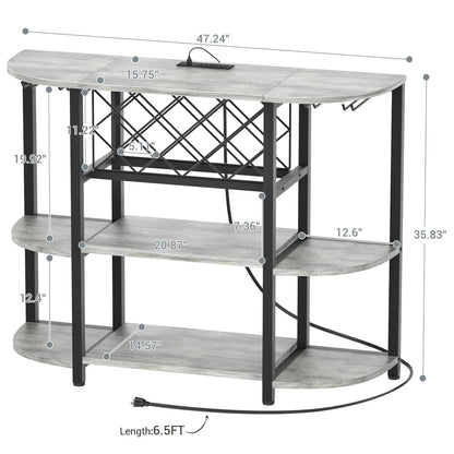 47.24" Storage Wine Cabinet with Lights and Outlets