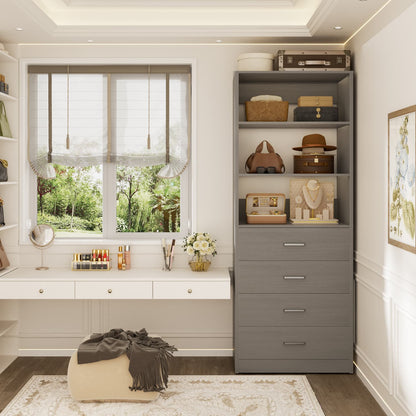 Closet Organizer System with Wood Drawers and Shelves