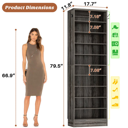 Shoe Storage Cabinet, 10-Tier Shoe Rack With Drawers