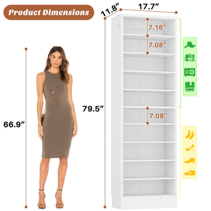 Shoe Storage Cabinet, 10-Tier Shoe Rack With Drawers