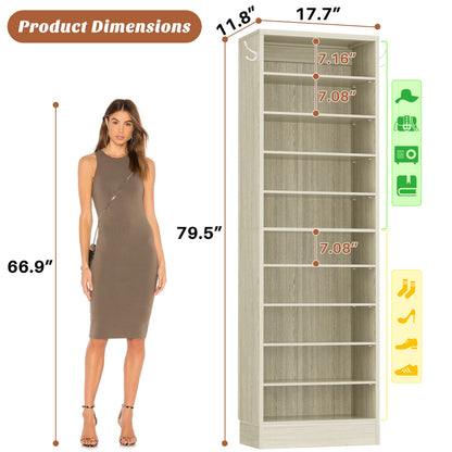 Shoe Storage Cabinet, 10-Tier Shoe Rack With Drawers
