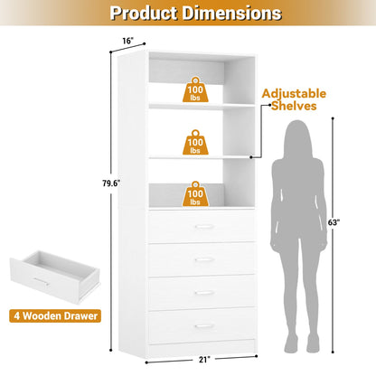 Closet Organizer System with Wood Drawers and Shelves