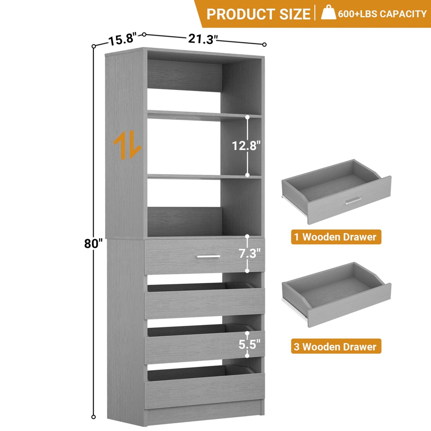 Besiost 80"H Pantry Cabinet with Drawers