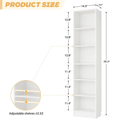 Besiost Bookcase with 2 Adjustable Shelves